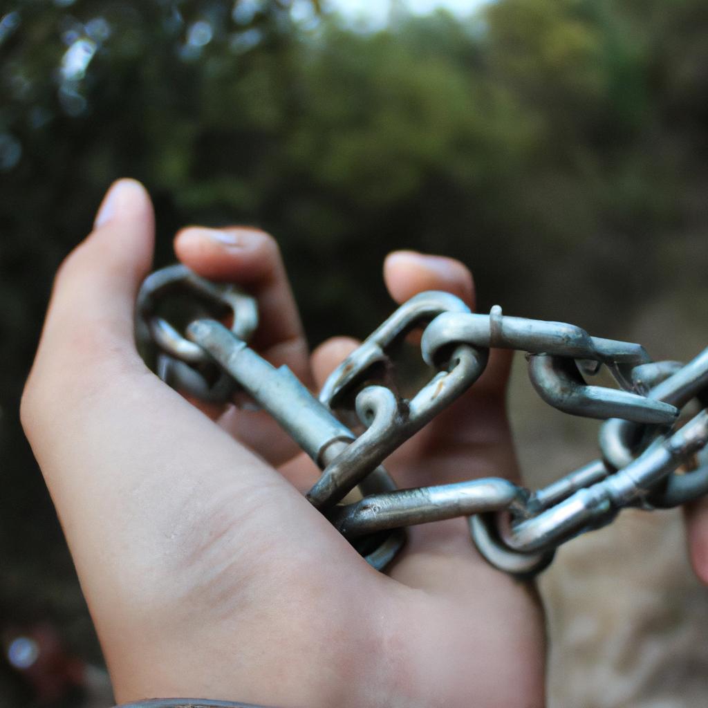 Person holding a broken chain